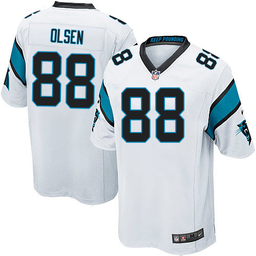 Men's Game Greg Olsen Nike Jersey White Road - #88 NFL Carolina Panthers
